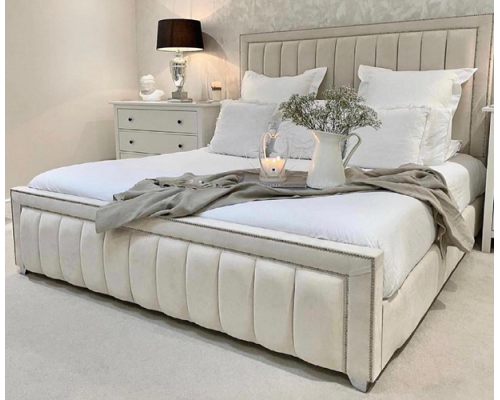 Naples Luxury Fabric Panelled Bed Frame in Various Colours