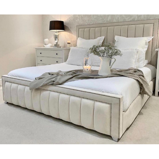 Naples Luxury Fabric Panelled Bed Frame in Various Colours