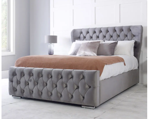 Oxford Wingback Fabric Upholstered Bed Frame in Various Colours