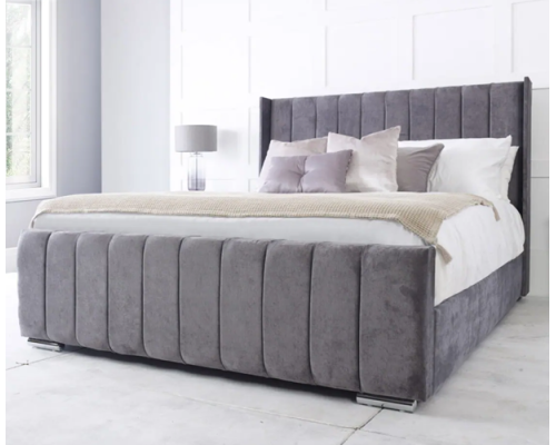 Seline Wingback Fabric Ottoman Storage Bed Frame in Various Colours