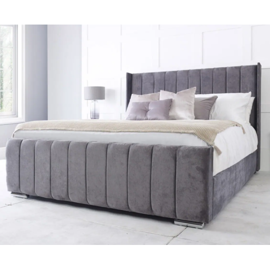 Seline Wingback Fabric Ottoman Storage Bed Frame in Various Colours