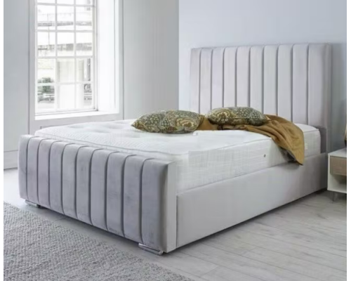 Siena Vertical Panelled Fabric Upholstered Bed Frame in Various Colours