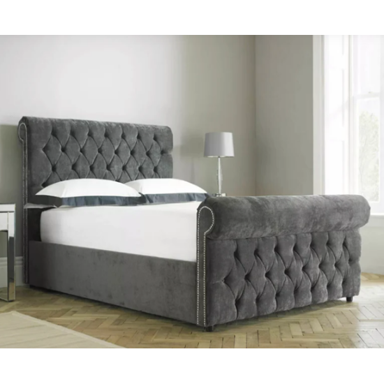 Verona Fabric Bespoke Sliegh Bed Frame in Various Colours