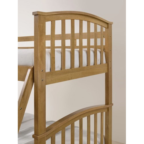 Barbican Oak Hardwood Finished Single Bunk Bed