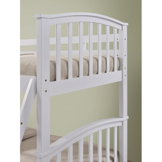 Barbican White Hardwood Finished Single Bunk Bed