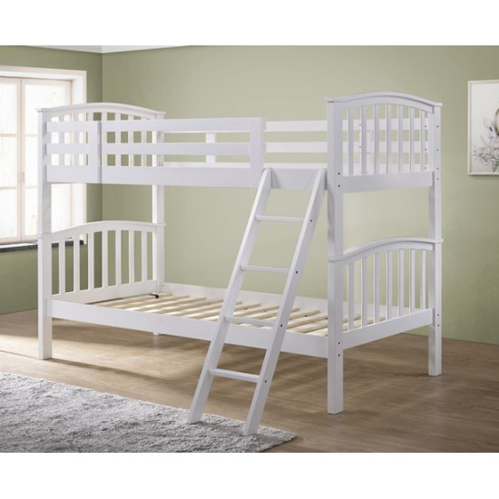 Barbican White Hardwood Finished Single Bunk Bed