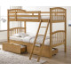 Barbican Oak Hardwood Finished Single Bunk Bed with Storage Drawers