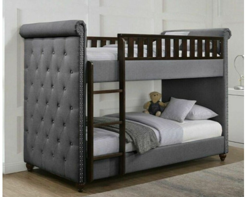 Rio Dark Grey Linen Chesterfield Bunk Bed