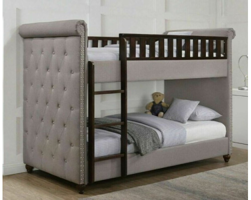Rio Light Grey Linen Chesterfield Bunk Bed