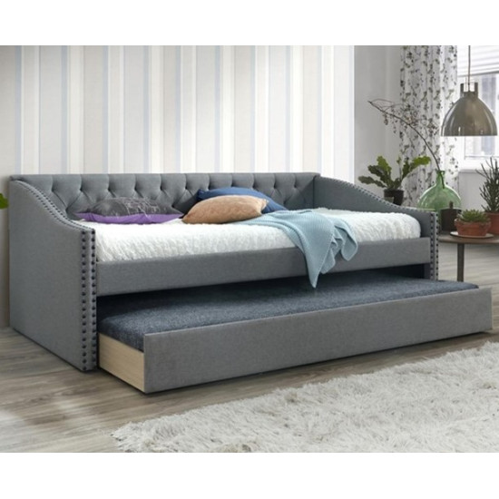  Canterbury Grey Linen Fabric Daybed with Guest Bed Trundle 