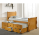 Captains Sleigh Style Oak Guest Bed with Storage Drawers