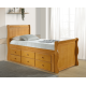 Captains Sleigh Style Oak Guest Bed with Storage Drawers