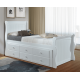 Captains Sleigh Style White Guest Bed with Storage Drawers