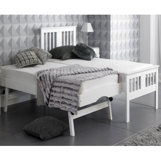  Single White Finished Solid Hardwood Guest Trundle Bed