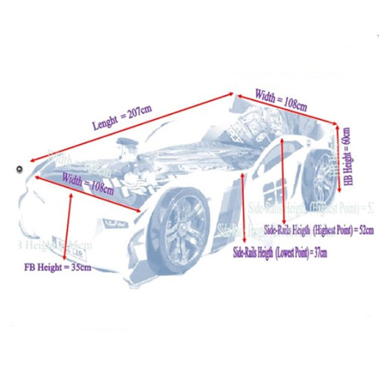 Kids No 88 White Turbo Racing Car Novelty Bed