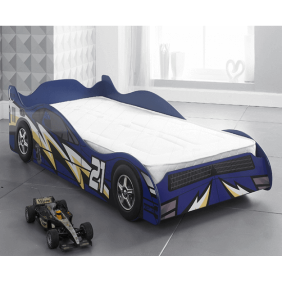 Blue Kids Racing Car Novelty Bed