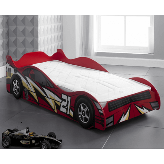 Red Kids No 21 Racing Car Novelty Bed