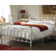 Oxford White Ornate Metal Bed With Gold Finials