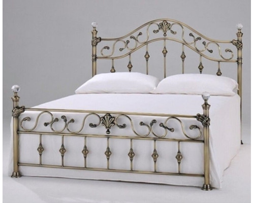 Ridgeway Antique Brass Effect Metal Bed with Crystal Finials