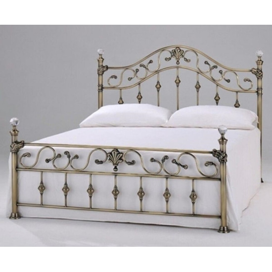 Ridgeway Antique Brass Effect Metal Bed with Crystal Finials