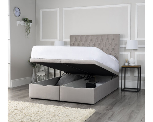 Parker Ottoman Storage Bed with Diamond Tufted Headboard 