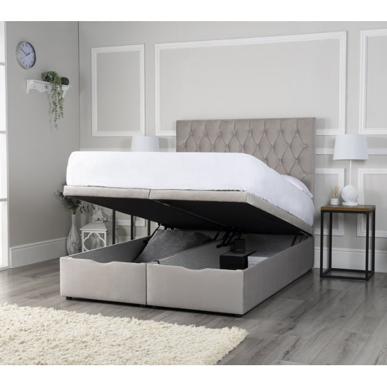 Parker Ottoman Storage Bed with Diamond Tufted Headboard 