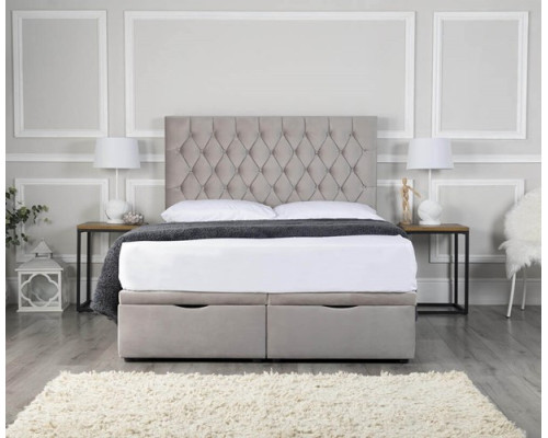 Parker Ottoman Storage Bed with Diamond Tufted Headboard 