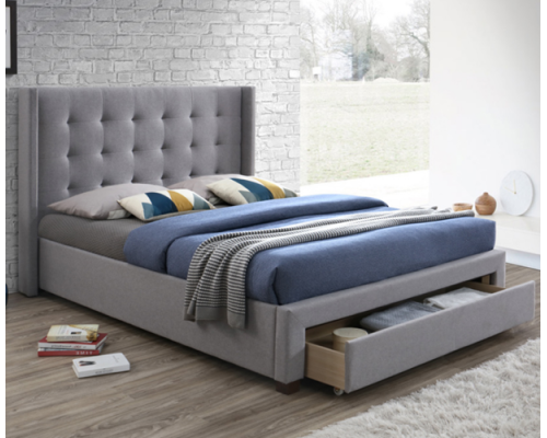 Devon Grey Heather Fabric Bed with Jumbo Drawer