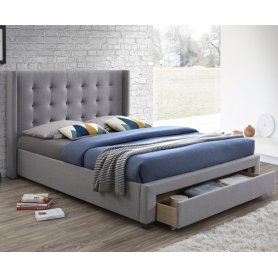 Devon Grey Heather Fabric Bed with Jumbo Drawer