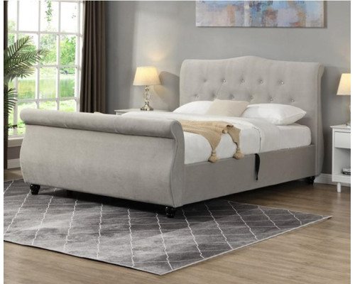 Mayfair Plush Silver Fabric Ottoman Sleigh Storage Bed By Harmony Beds