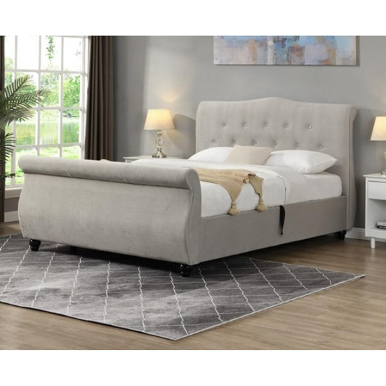 Mayfair Plush Silver Fabric Ottoman Sleigh Storage Bed By Harmony Beds