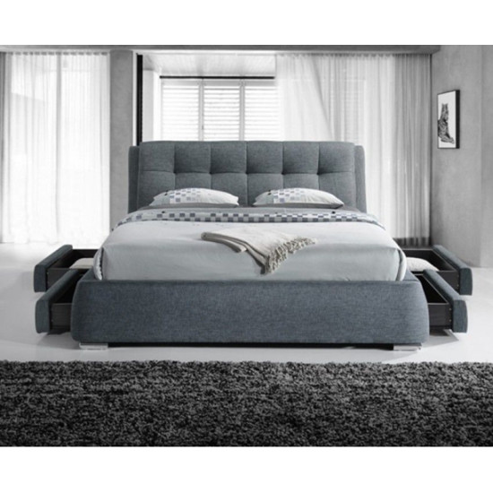Regent Dark Grey Fabric 4 Drawer Modern Storage Bed 
